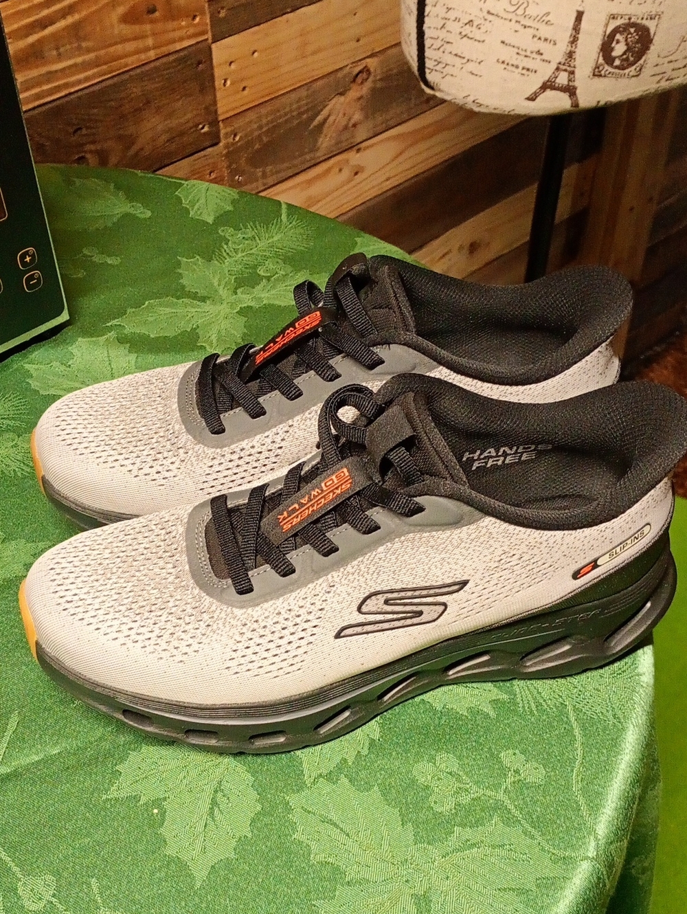 Skechers Slip- Ins Men's Gray and Black Sneakers with Orange Accent